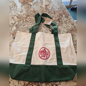 Trader Joe's Large Green Canvas Tote Bag LIMITED EDITION NEW